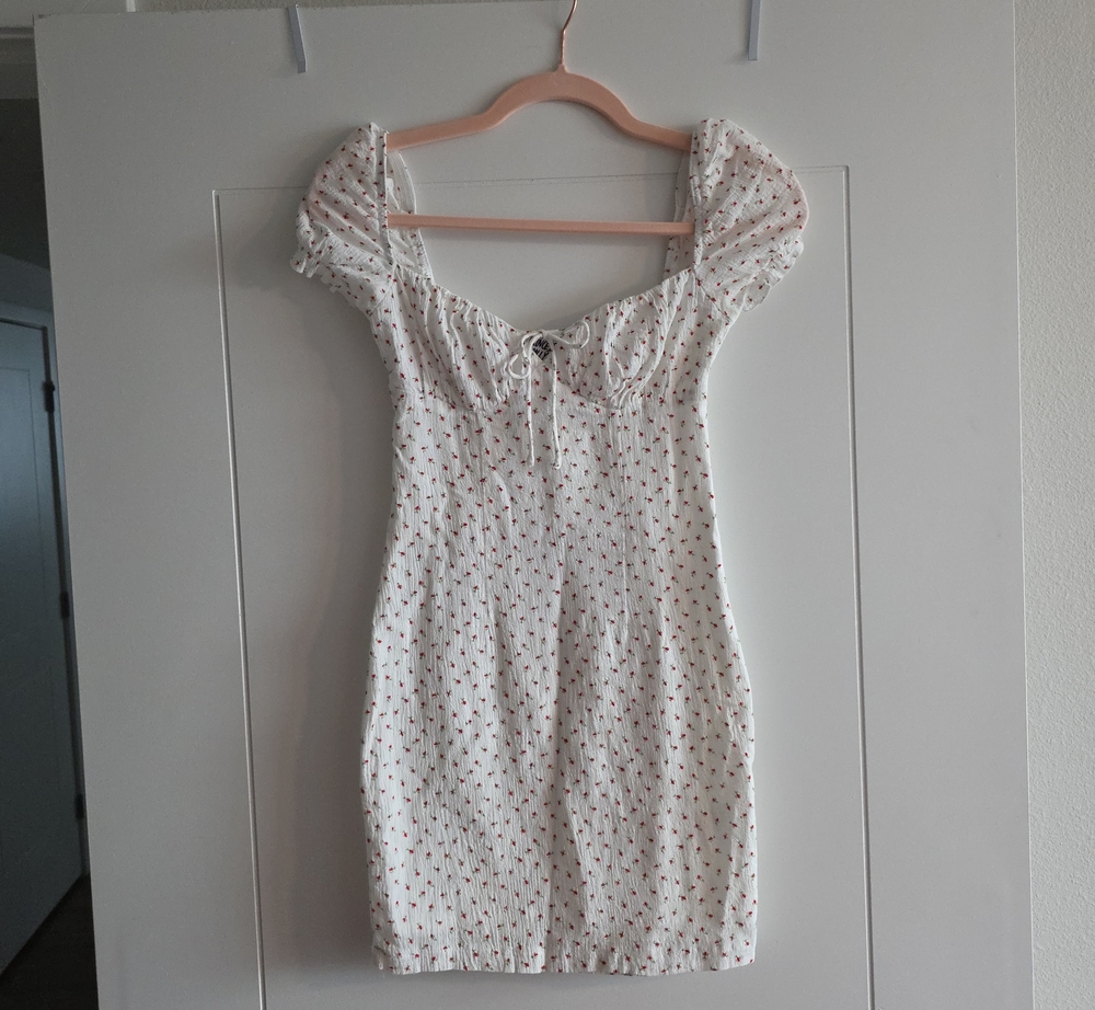 Princess Polly White Mini Dress with Red Floral Print